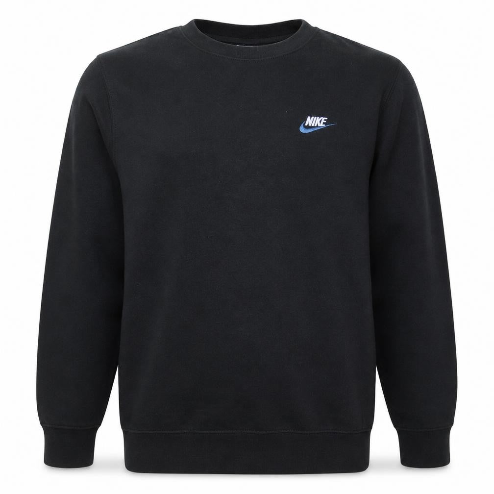 Nike Men's Black Small Crew Neck Pullover Sweatshirt Logo Fleece