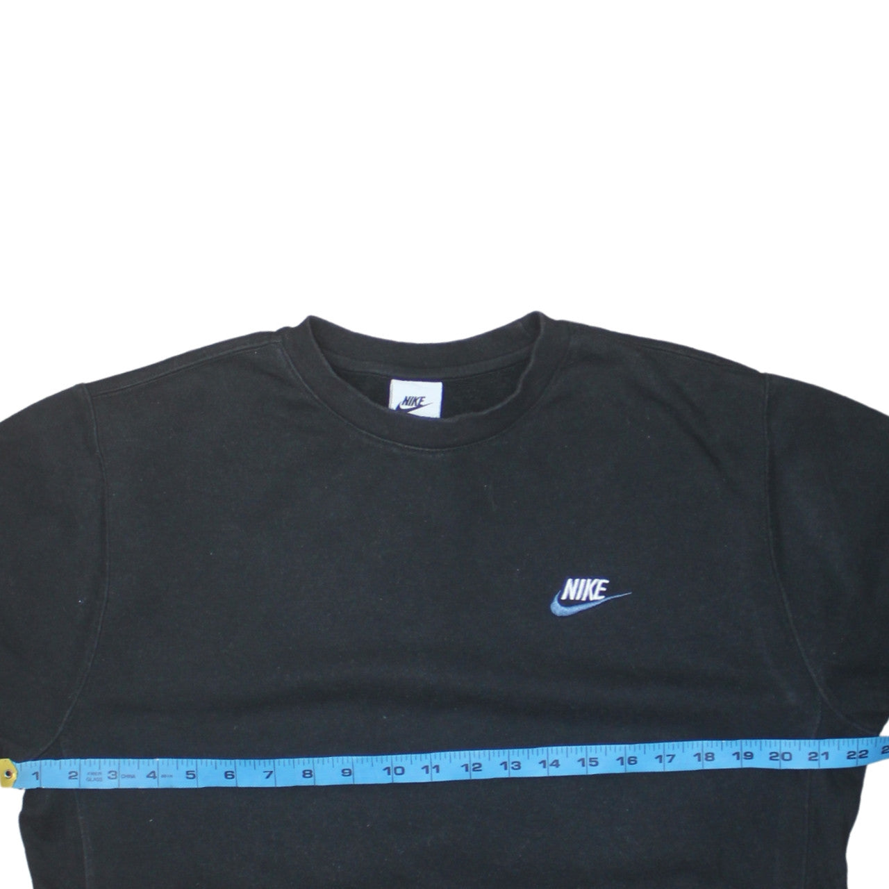 Nike Men's Black Small Crew Neck Pullover Sweatshirt Logo Fleece
