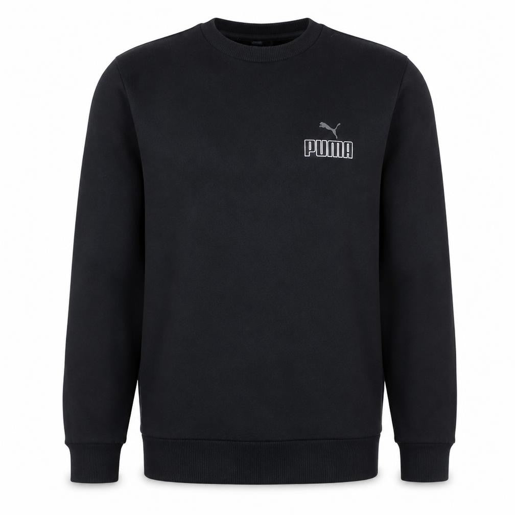 Front view of Puma Men's Black Logo Pullover Sweatshirt Medium