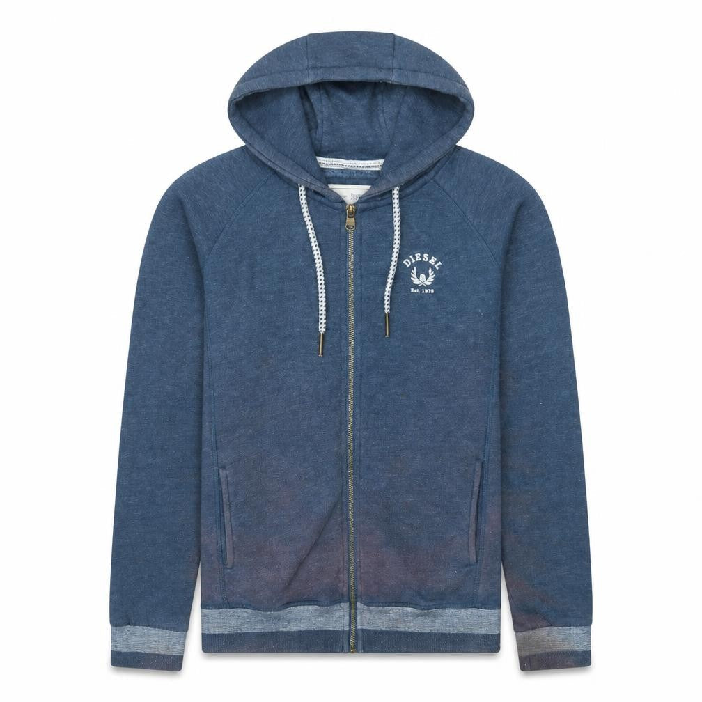 Diesel Men's Blue Full Zip Hoodie Size S Ring Spun Cotton