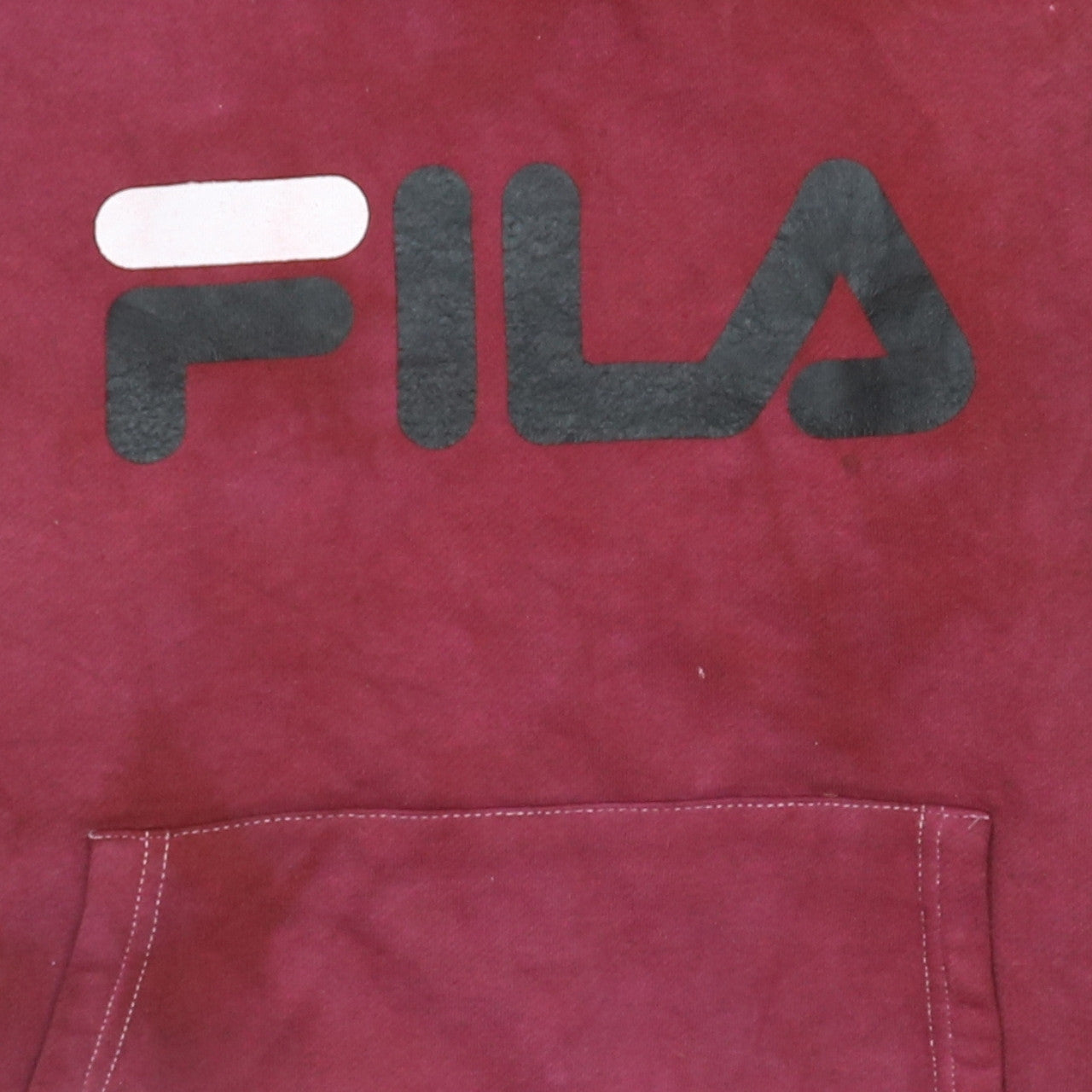 FILA Womens Burgundy Pullover Hoodie XS Logo Print Cotton Blend
