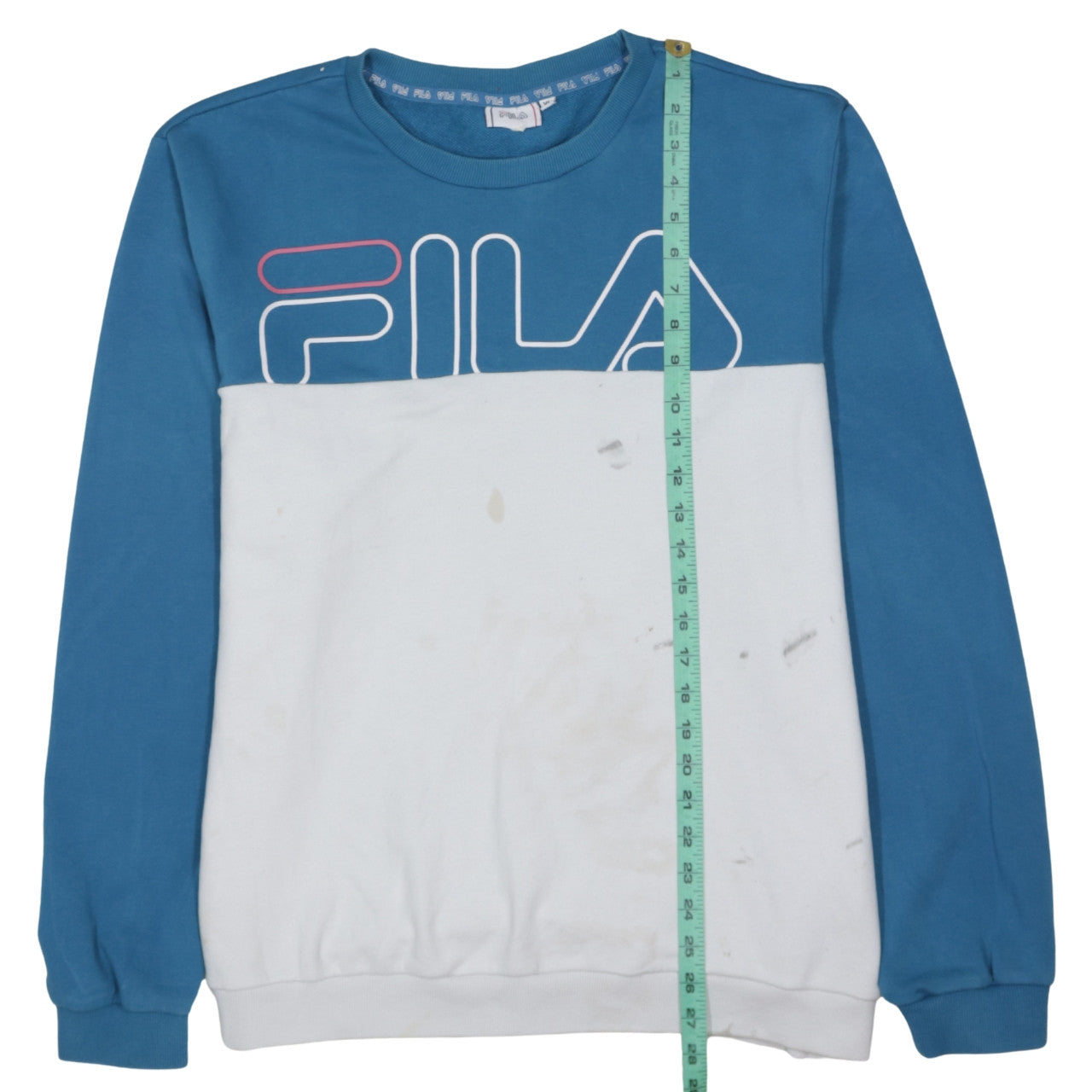 Fila Men Blue White Logo Pullover Sweatshirt XL Regular Fit