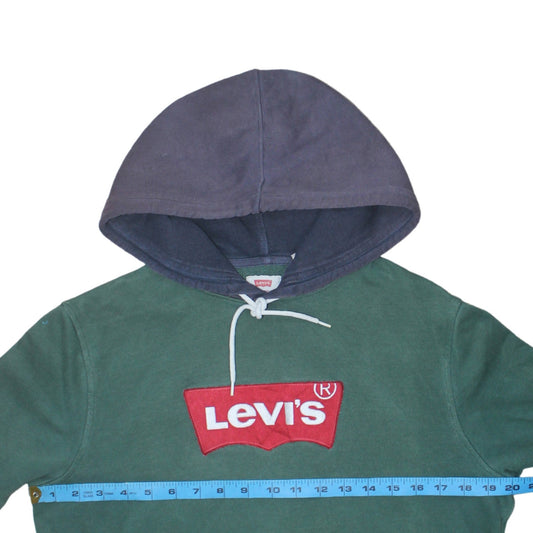 Levi's Men's Green Pullover Hoodie Size S Logo Fleece Sweatshirt