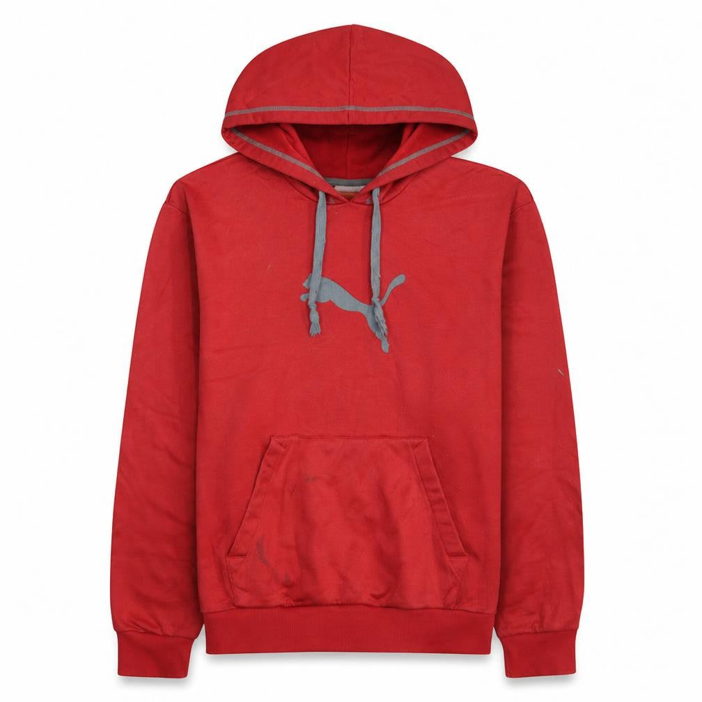 Puma Men's Red Small Pullover Hoodie with Grey Logo