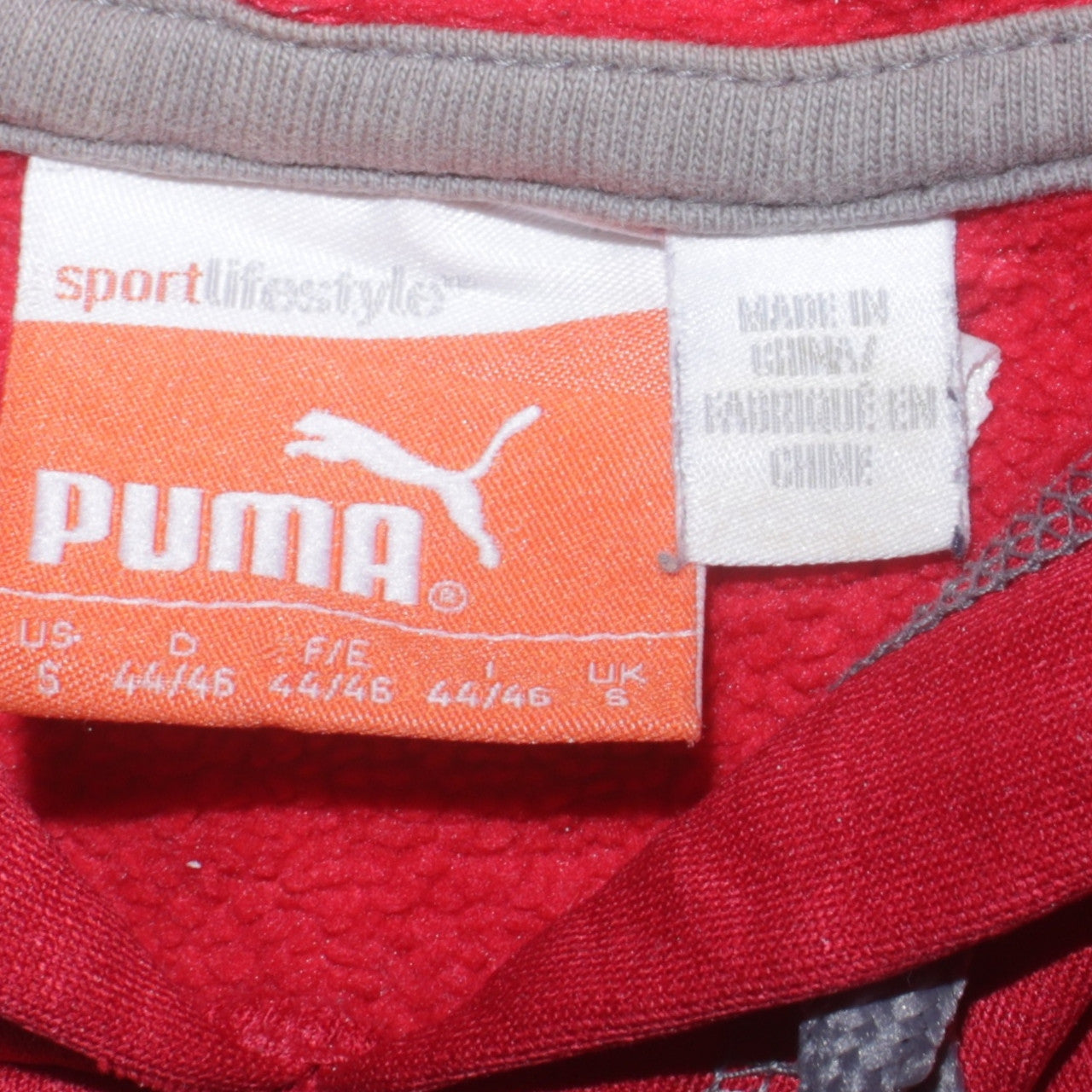Puma Men's Red Small Pullover Hoodie with Grey Logo