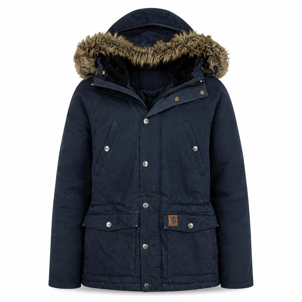 Carhartt Women's Navy Hooded Parka XS Faux Fur Trim Winter Coat