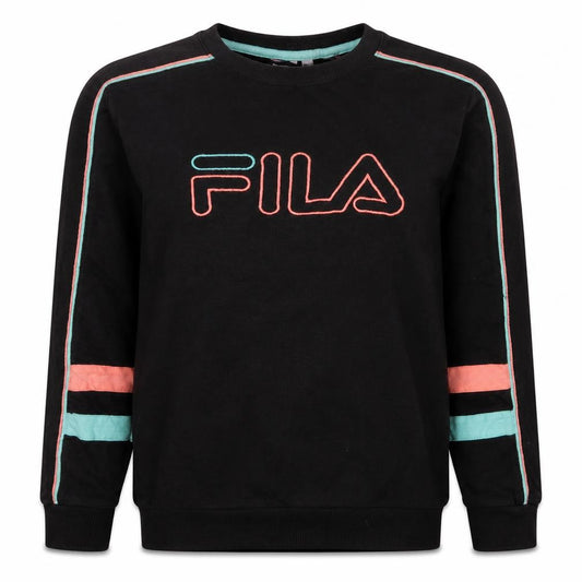 FILA Womens Black XXS Crew Neck Pullover Sweatshirt with Logo Detail