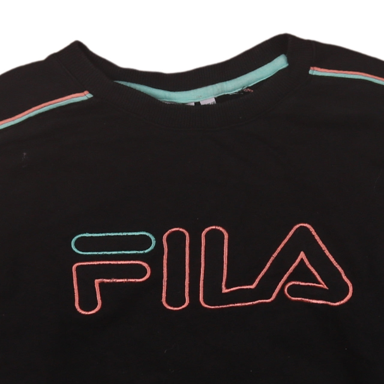 FILA Womens Black XXS Crew Neck Pullover Sweatshirt with Logo Detail