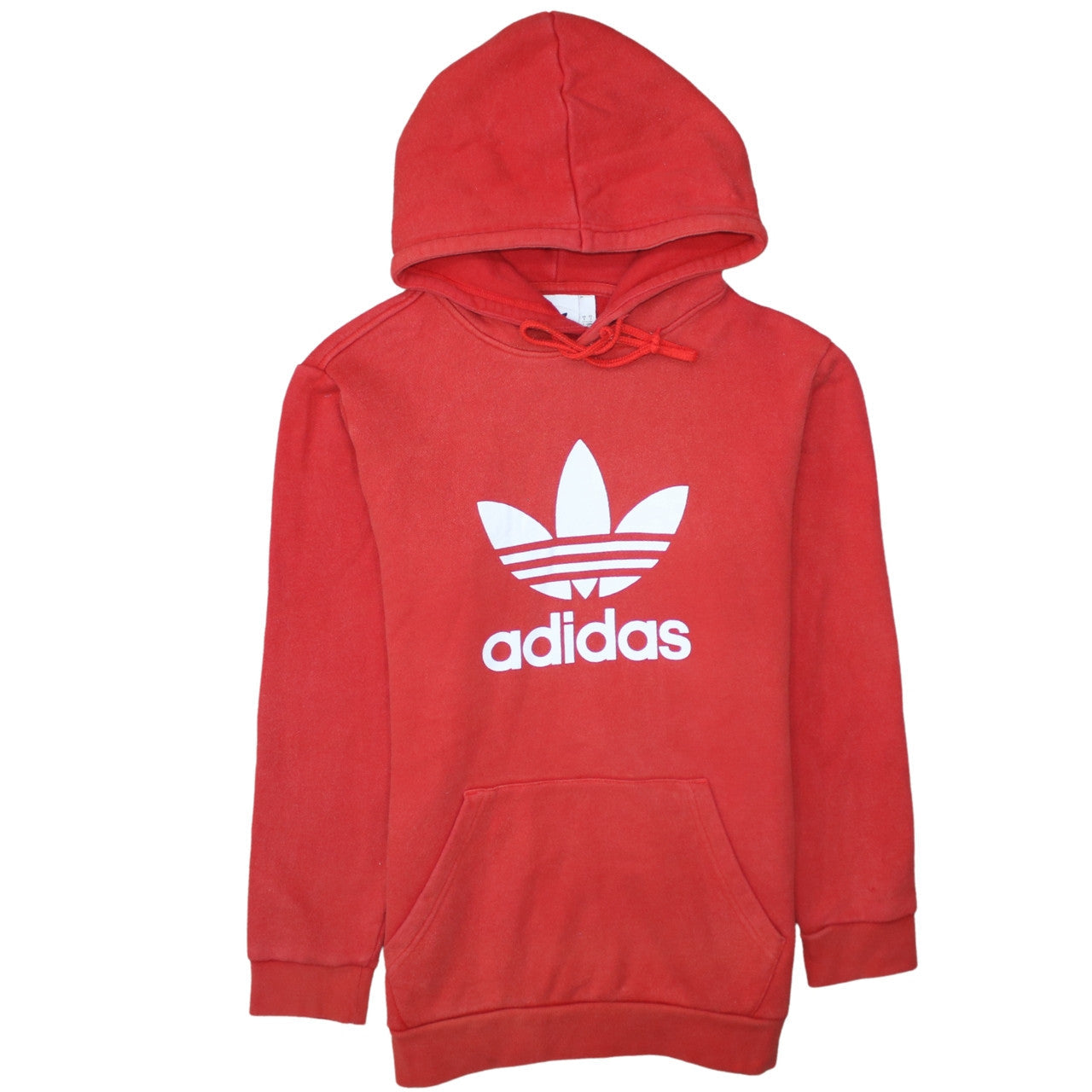 Adidas Mens Red Pullover Hoodie Size S Logo Fleece Sweatshirt