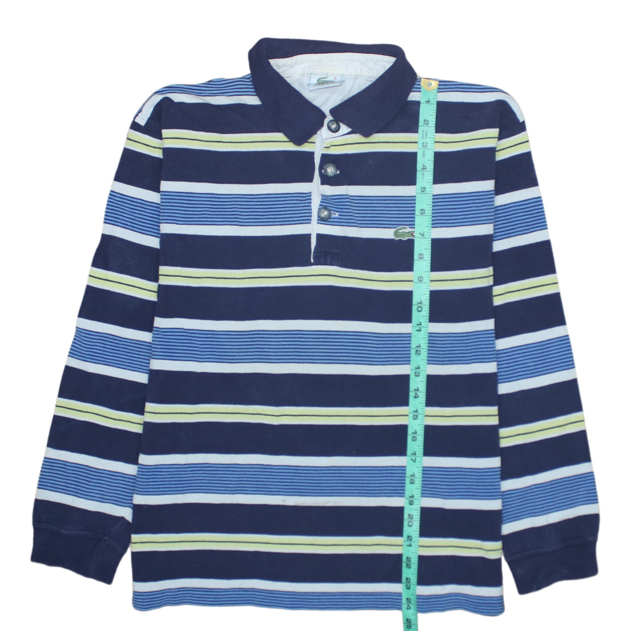 Lacoste Men's Blue Striped Long Sleeve Polo Shirt Size M