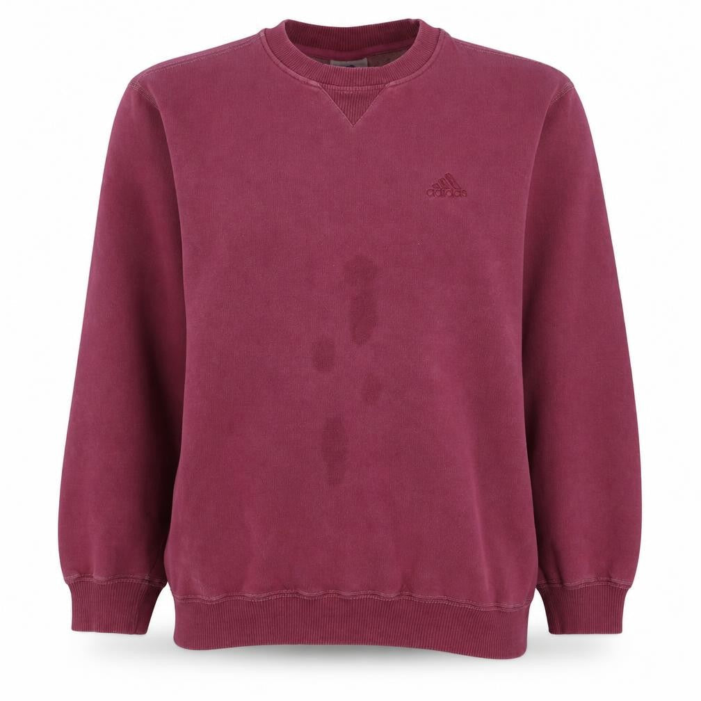 Front view of Adidas women’s burgundy sweatshirt m cotton crew neck pullover