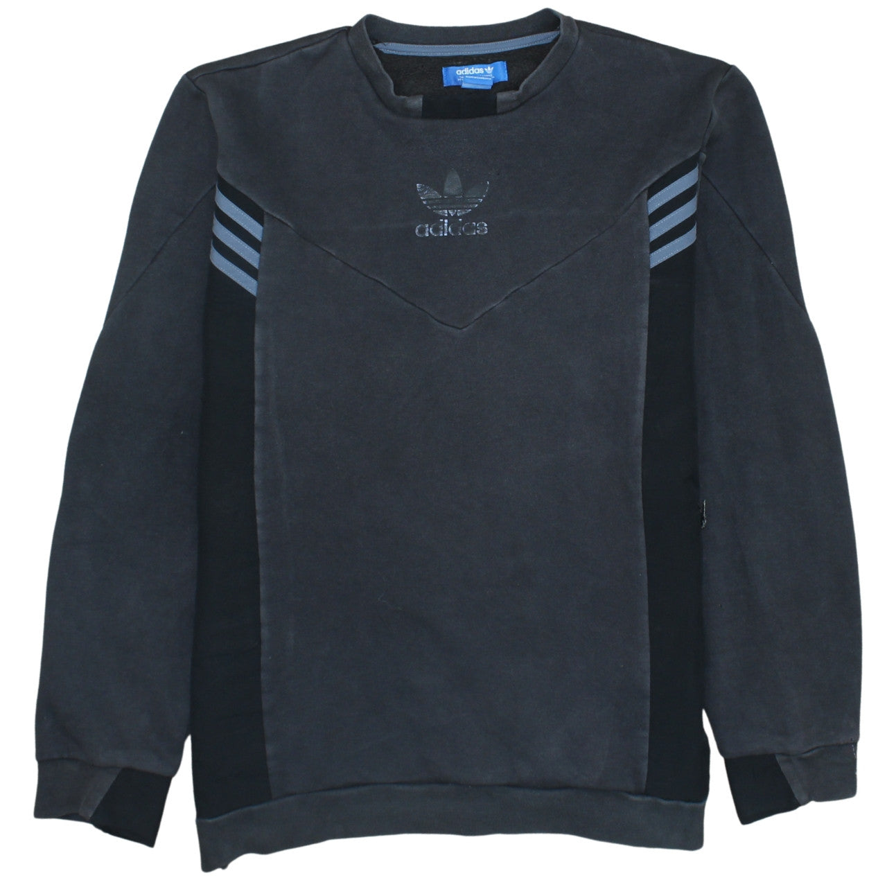 Adidas Men Black Crew Neck Long Sleeve Pullover Sweatshirt L