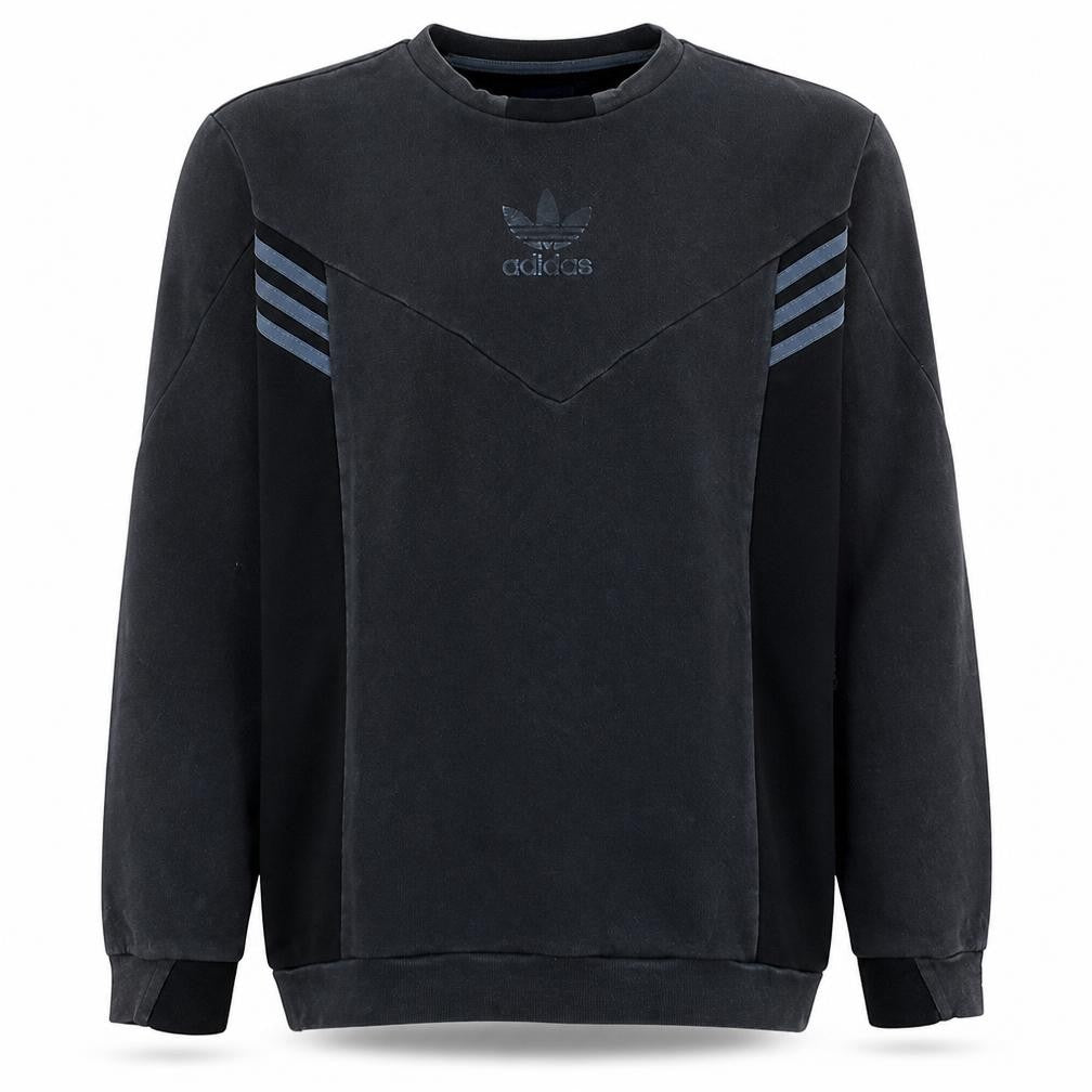 Front view of Adidas Men Black Crew Neck Long Sleeve Pullover Sweatshirt L