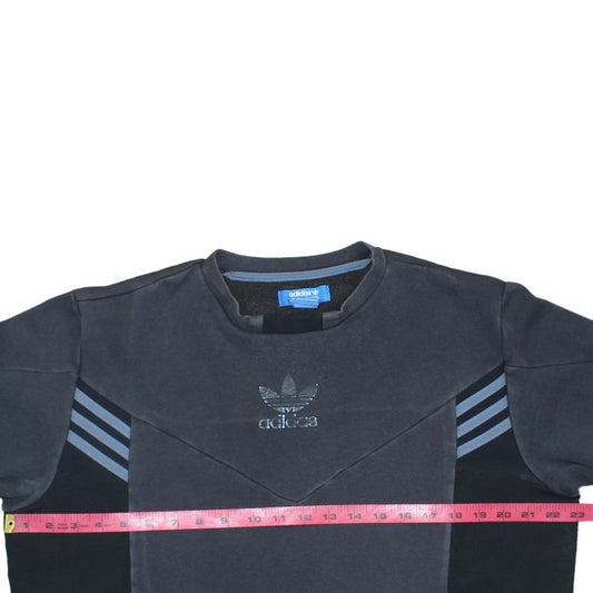 Adidas Men Black Crew Neck Long Sleeve Pullover Sweatshirt L