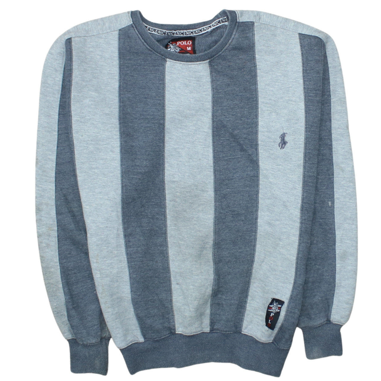 U.S. Polo Assn. Men's Grey Striped Crew Neck Sweatshirt M Regular Fit