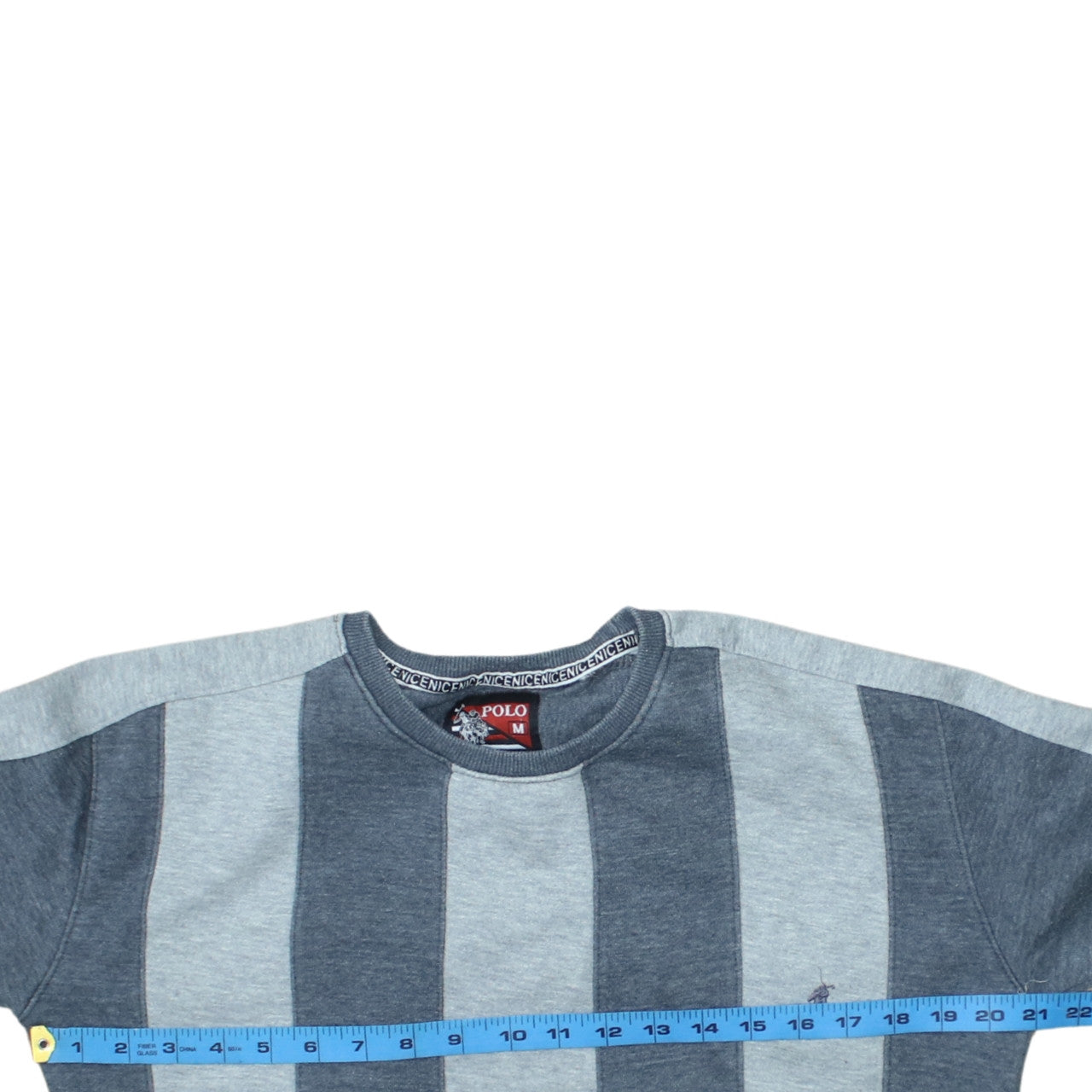 U.S. Polo Assn. Men's Grey Striped Crew Neck Sweatshirt M Regular Fit
