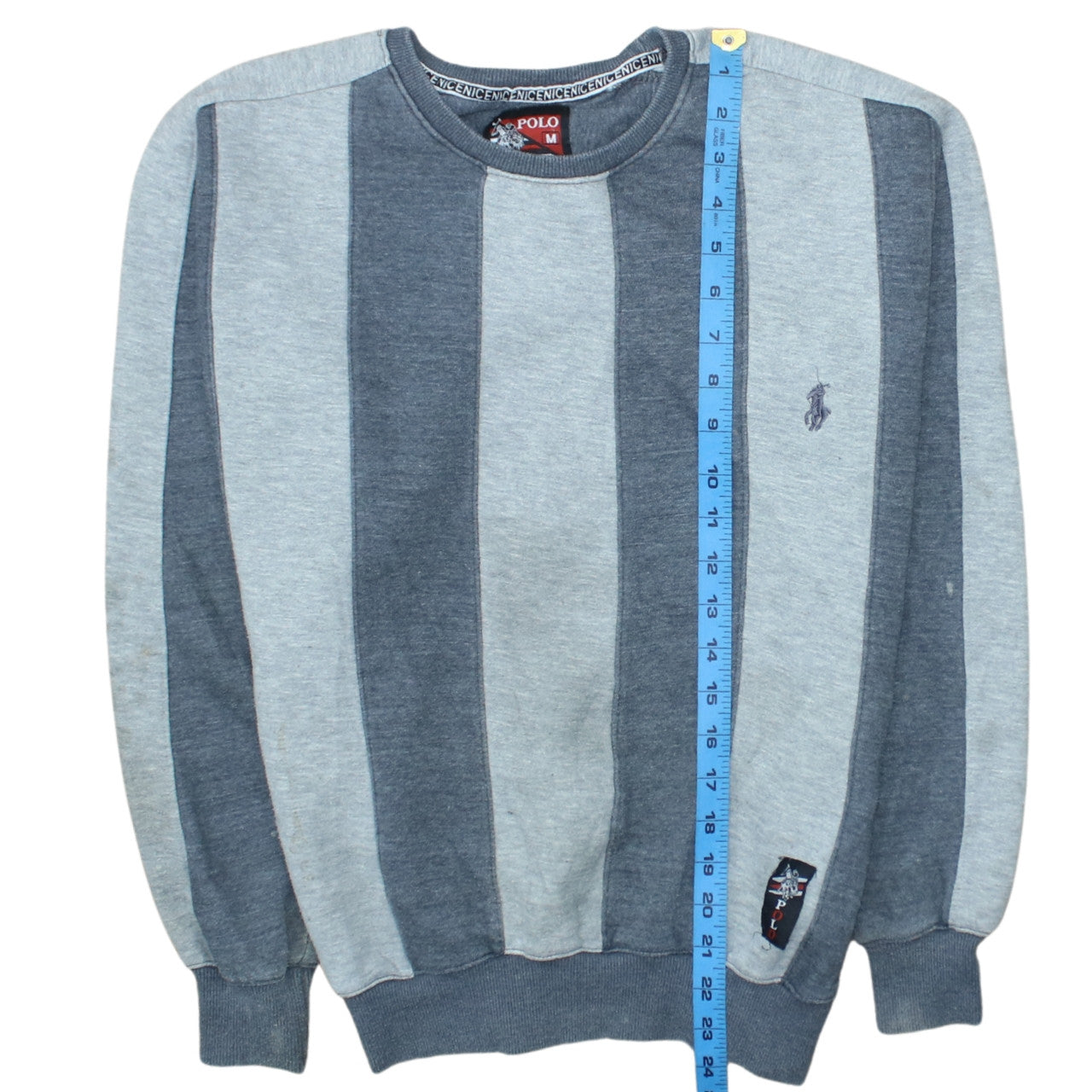 U.S. Polo Assn. Men's Grey Striped Crew Neck Sweatshirt M Regular Fit