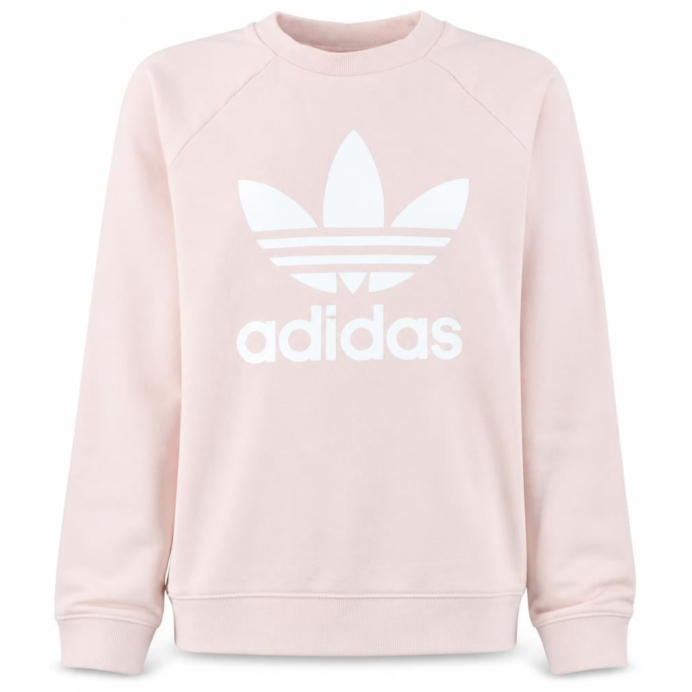 Front view of Adidas women’s pink crew neck logo sweatshirt xs
