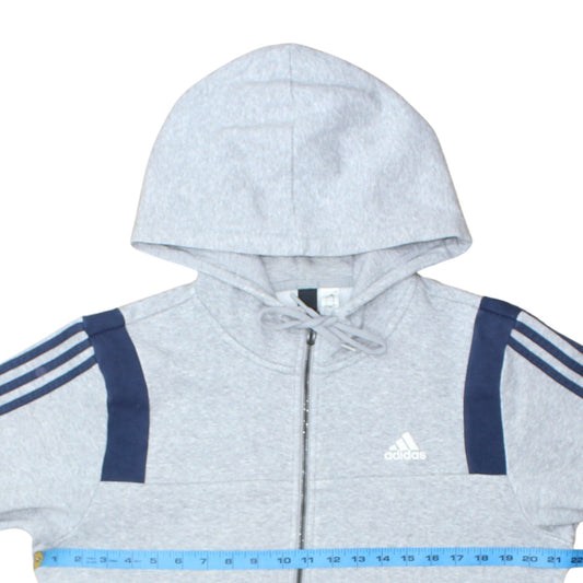 Adidas Men Grey Full Zip Hoodie M Classic Sports Style
