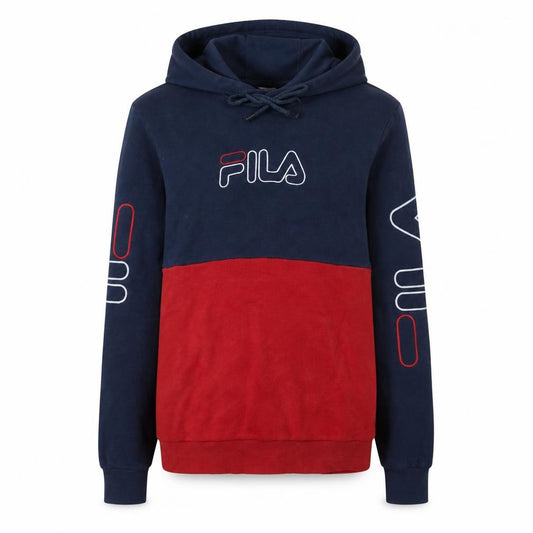 FILA Womens Navy Red Pullover Hoodie Small Hooded Logo Casual