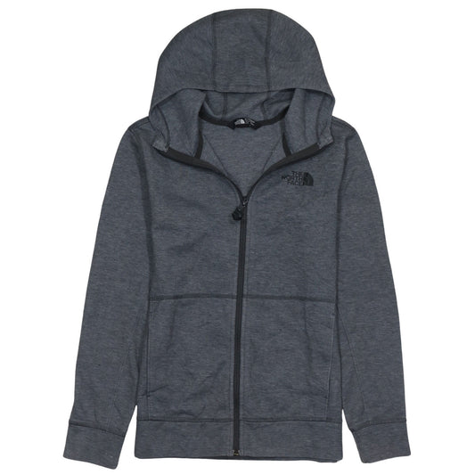 The North Face Boys Grey Full Zip Hoodie L Polyester Cotton Blend