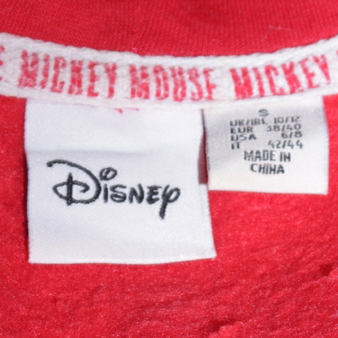 Disney Women's Red Mickey Mouse Hooded Pullover Hoodie Size 10/12