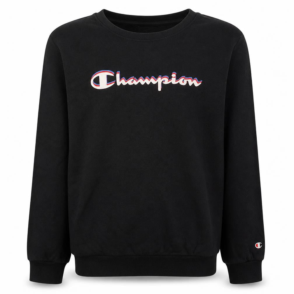 Front view of Champion boys’ black pullover sweatshirt 13-14 years logo fleece top