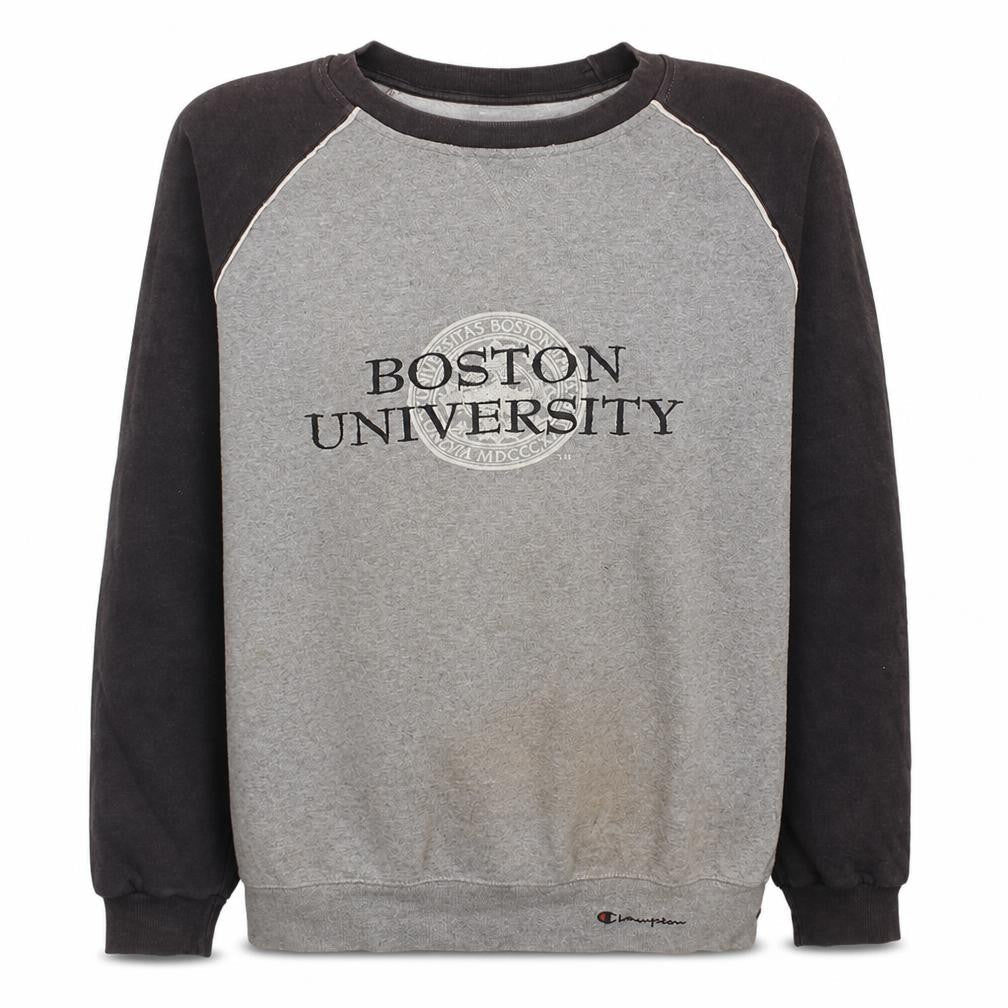 Champion Mens Grey & Black Boston University Pullover Sweatshirt L