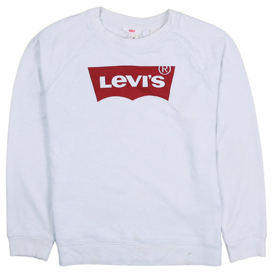 Levi's Men's White Logo Crew Neck Sweatshirt XS Pullover