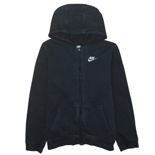 Nike Boys Black Full Zip Hoodie XL 158–170cm Fleece Casual Sweatshirt