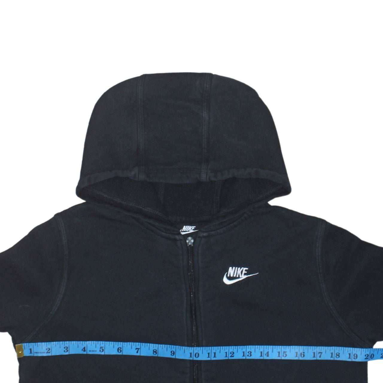 Nike Boys Black Full Zip Hoodie XL 158–170cm Fleece Casual Sweatshirt