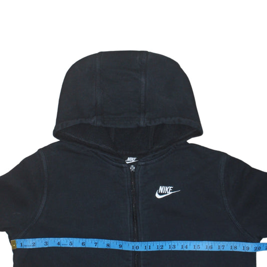 Nike Boys Black Full Zip Hoodie XL 158–170cm Fleece Casual Sweatshirt