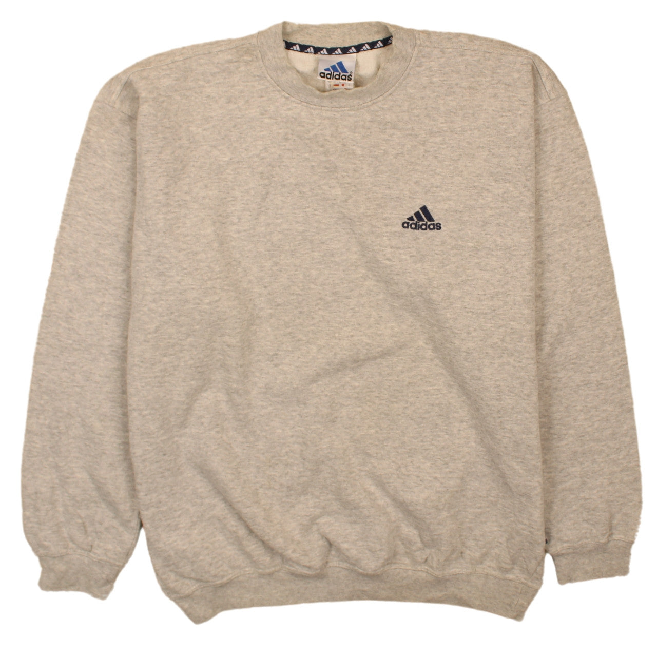 adidas Mens Beige Pullover Sweatshirt Size L Crew Neck Logo Sportswear