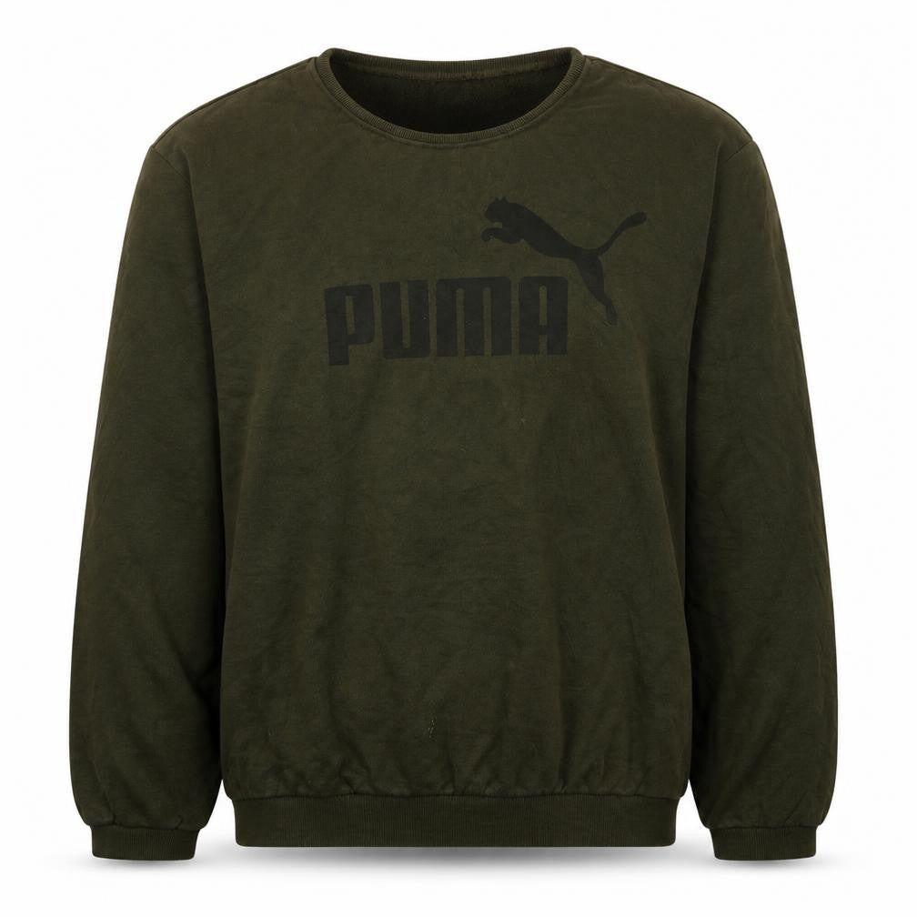 Front view of Puma men’s green xl pullover fleece sweatshirt