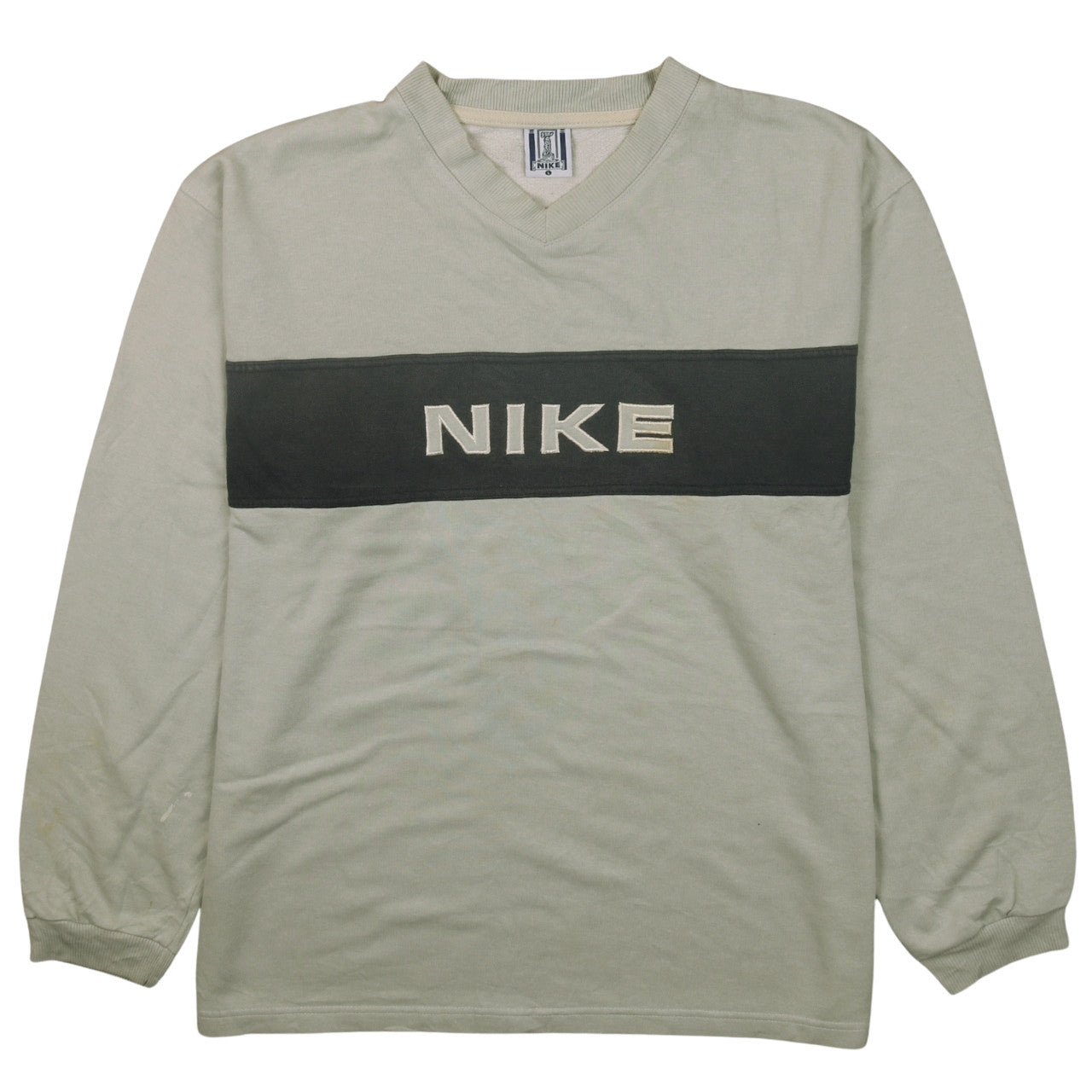 Nike Mens Beige Embroidered Logo V-Neck Pullover Sweatshirt L