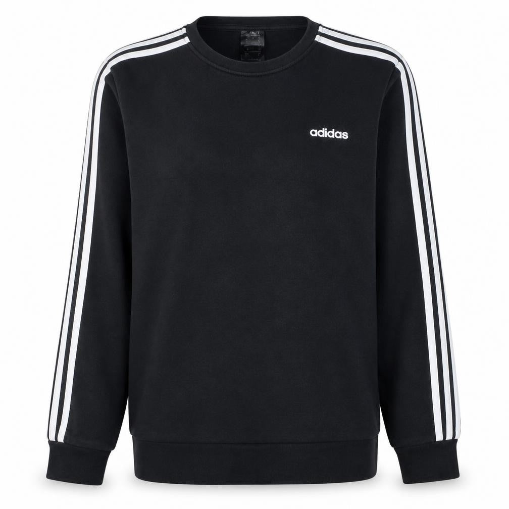 Front view of Adidas women’s black crew neck sweatshirt l 16-18 logo long sleeve