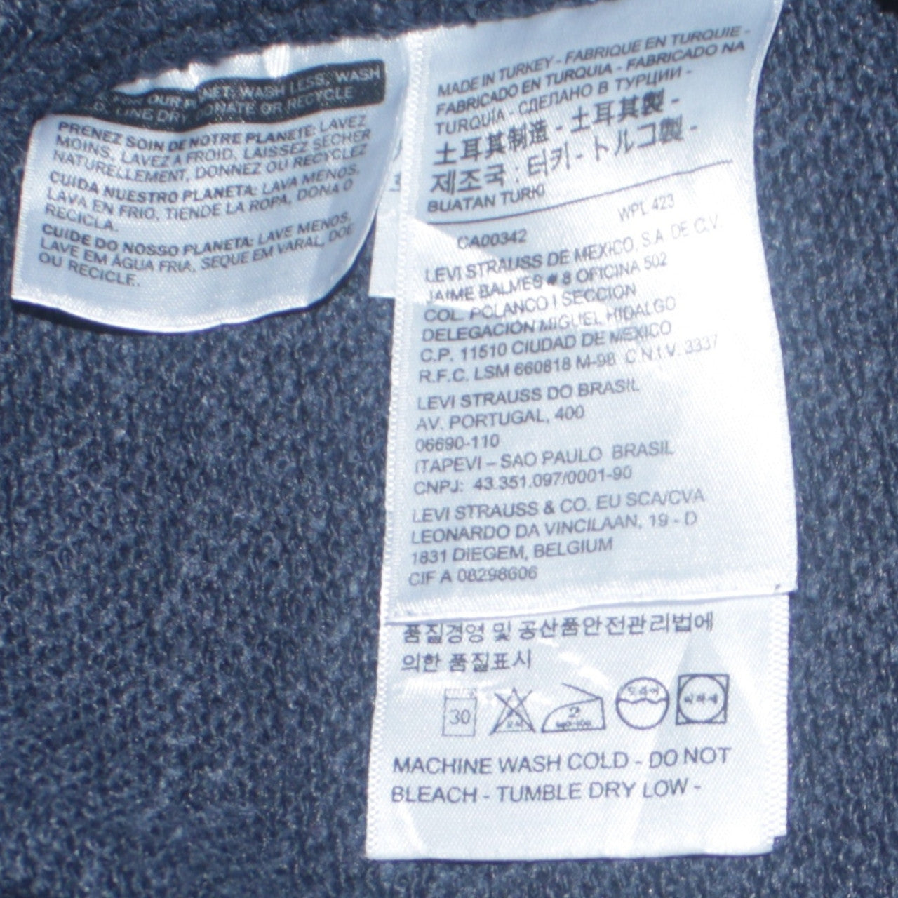 Levi’s Men’s Blue Pullover Hoodie Small Logo Fleece Sweatshirt