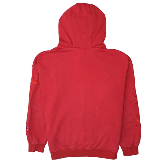 Champion Men's Red Pullover Hoodie M Sports Logo Fleece