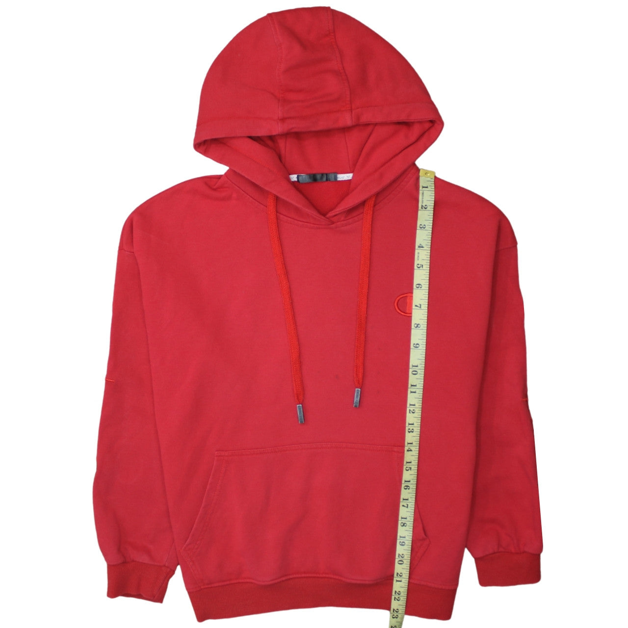 Champion Men's Red Pullover Hoodie M Sports Logo Fleece