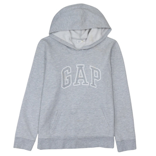 GAP Men's Grey Pullover Hoodie L Logo Graphic Cotton Blend