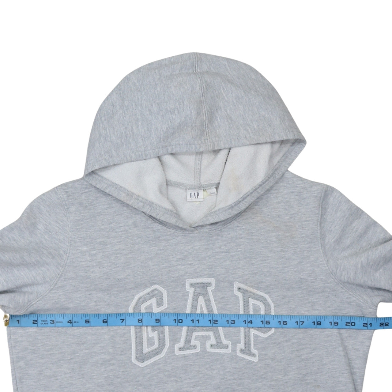 GAP Men's Grey Pullover Hoodie L Logo Graphic Cotton Blend
