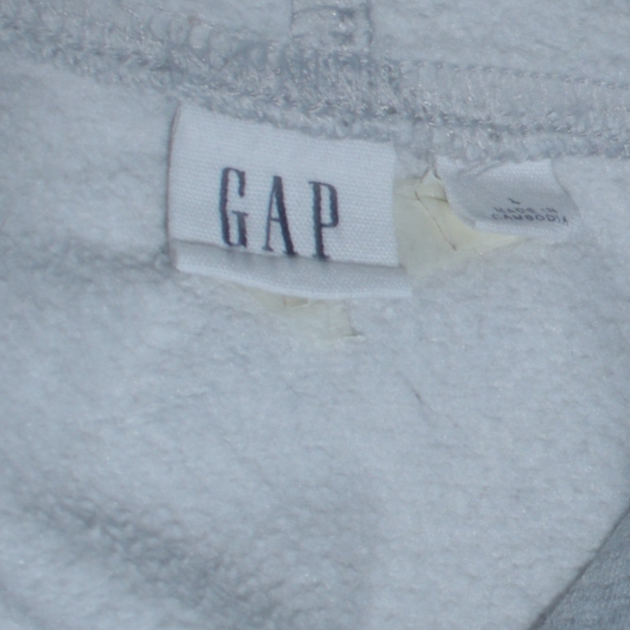 GAP Men's Grey Pullover Hoodie L Logo Graphic Cotton Blend