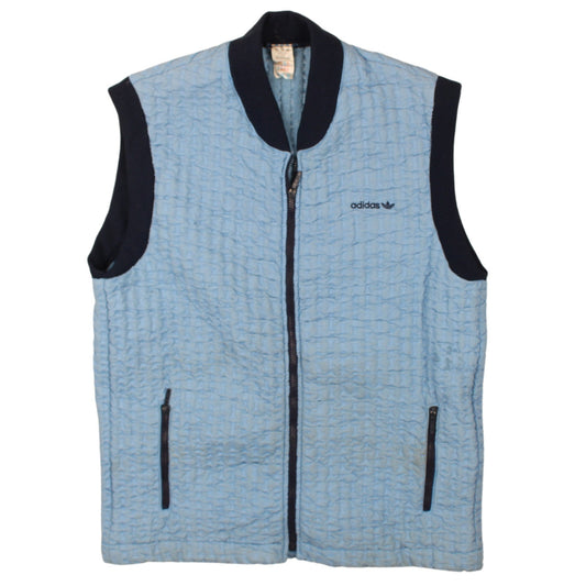 Adidas Men Blue Quilted Bodywarmer Waistcoat Size M Retro Zip Vest