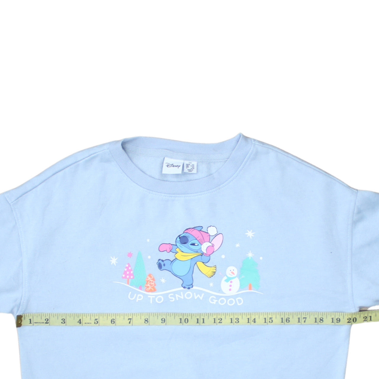 Disney Primark Women Blue Stitch Sweatshirt 2XS Pullover Crew Neck