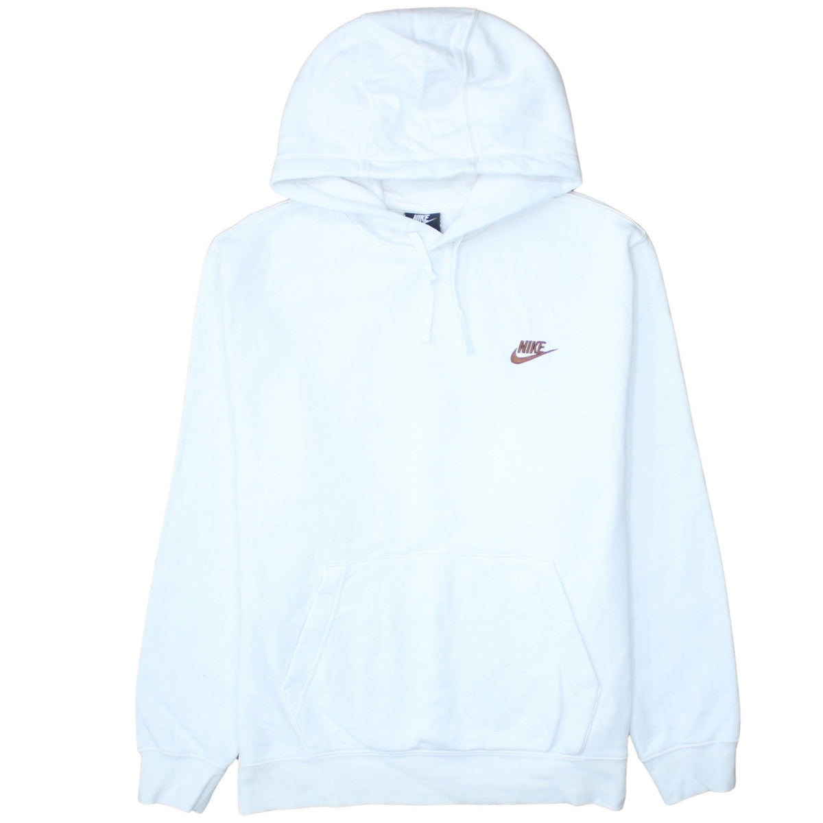 Nike Men's White L Pullover Hoodie Fleece Logo Sweatshirt
