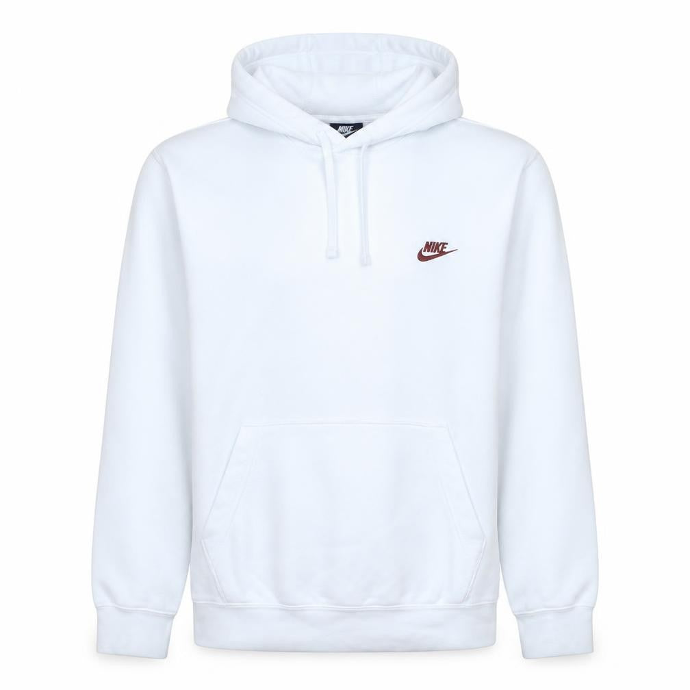Nike Men's White L Pullover Hoodie Fleece Logo Sweatshirt