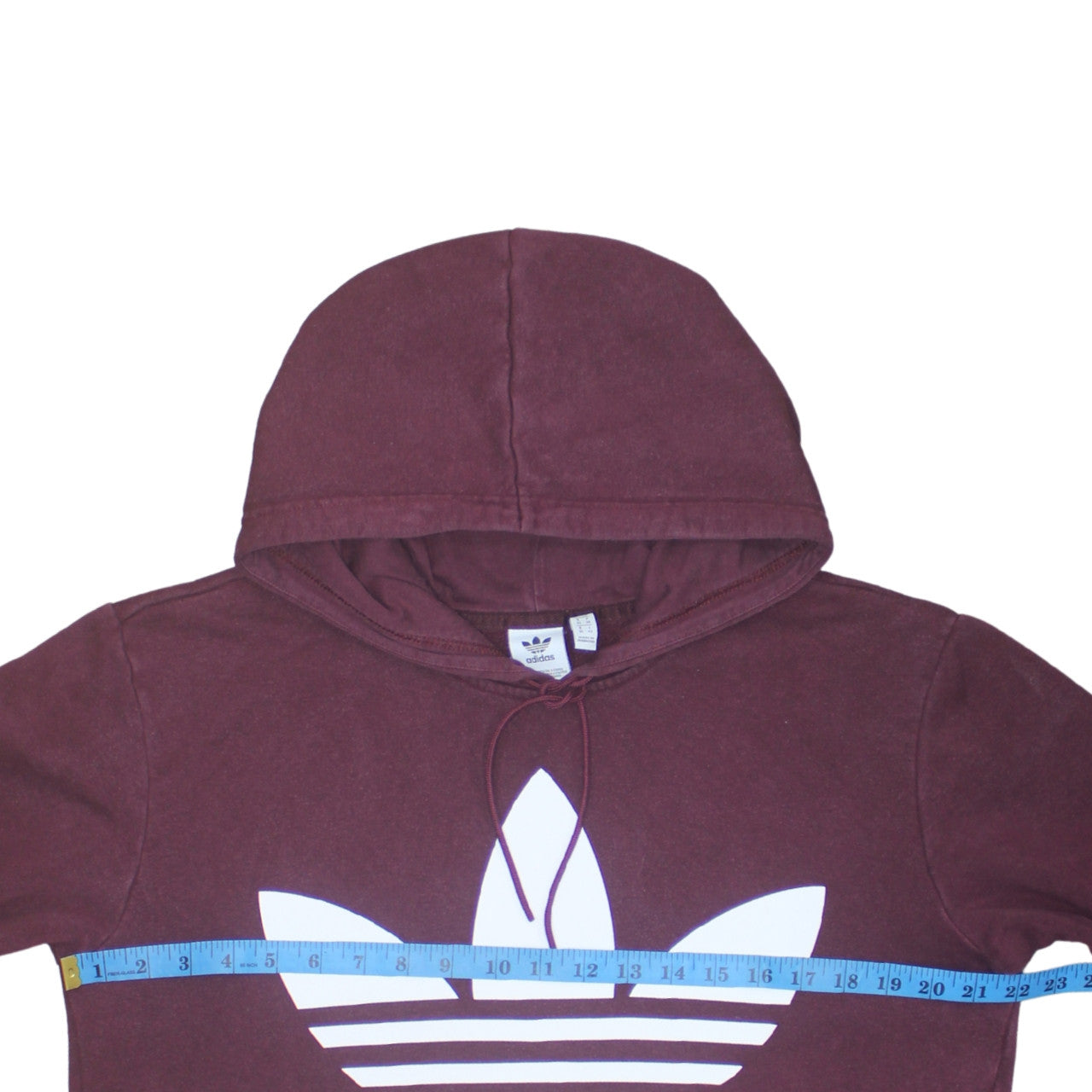 Adidas Women Burgundy Pullover Hoodie UK 10 Logo Cotton Fleece