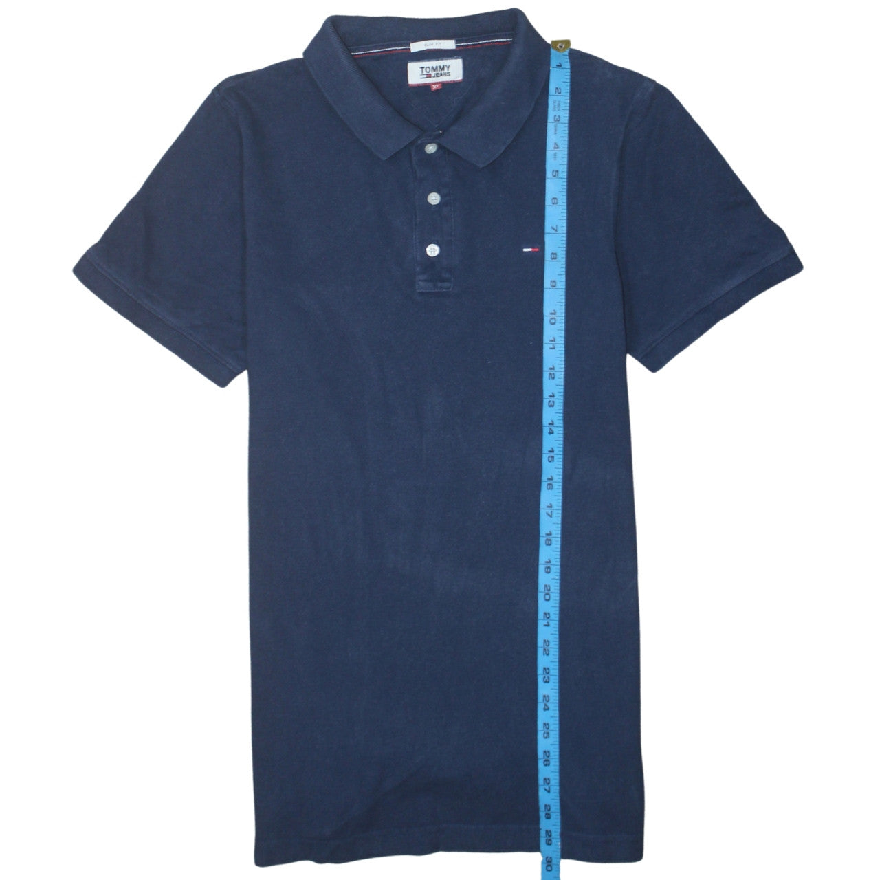 Tommy Jeans Men's Blue Slim Fit Cotton Polo Shirt XL