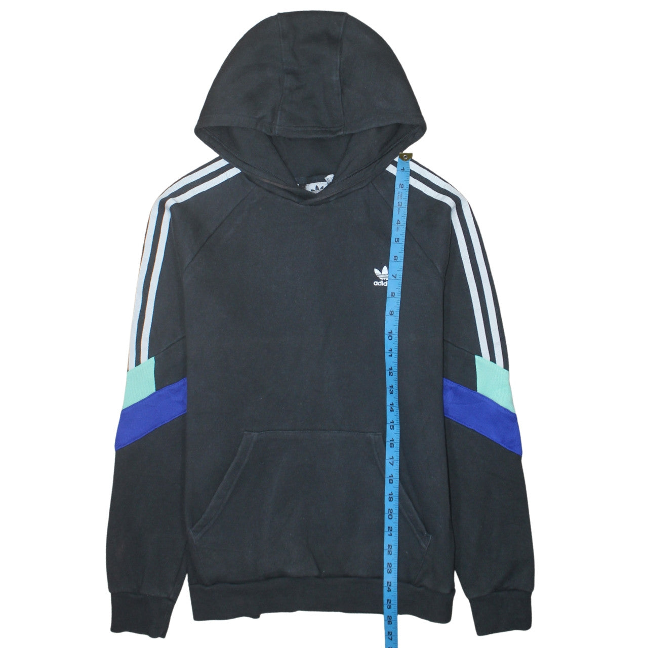 Adidas Boys Black Colourblock Pullover Hoodie Size 14-15 Years