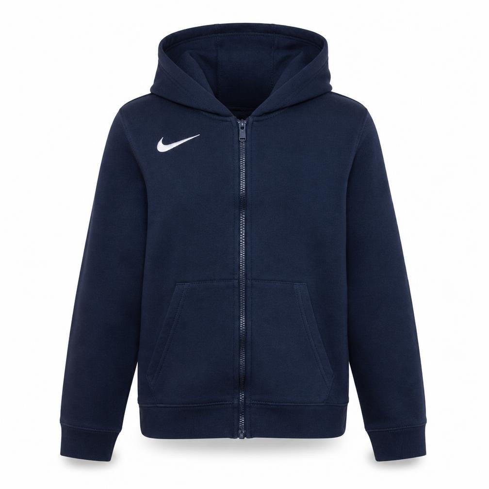 Front view of Nike boys’ navy blue full zip hoodie l 147-158cm hooded sweatshirt